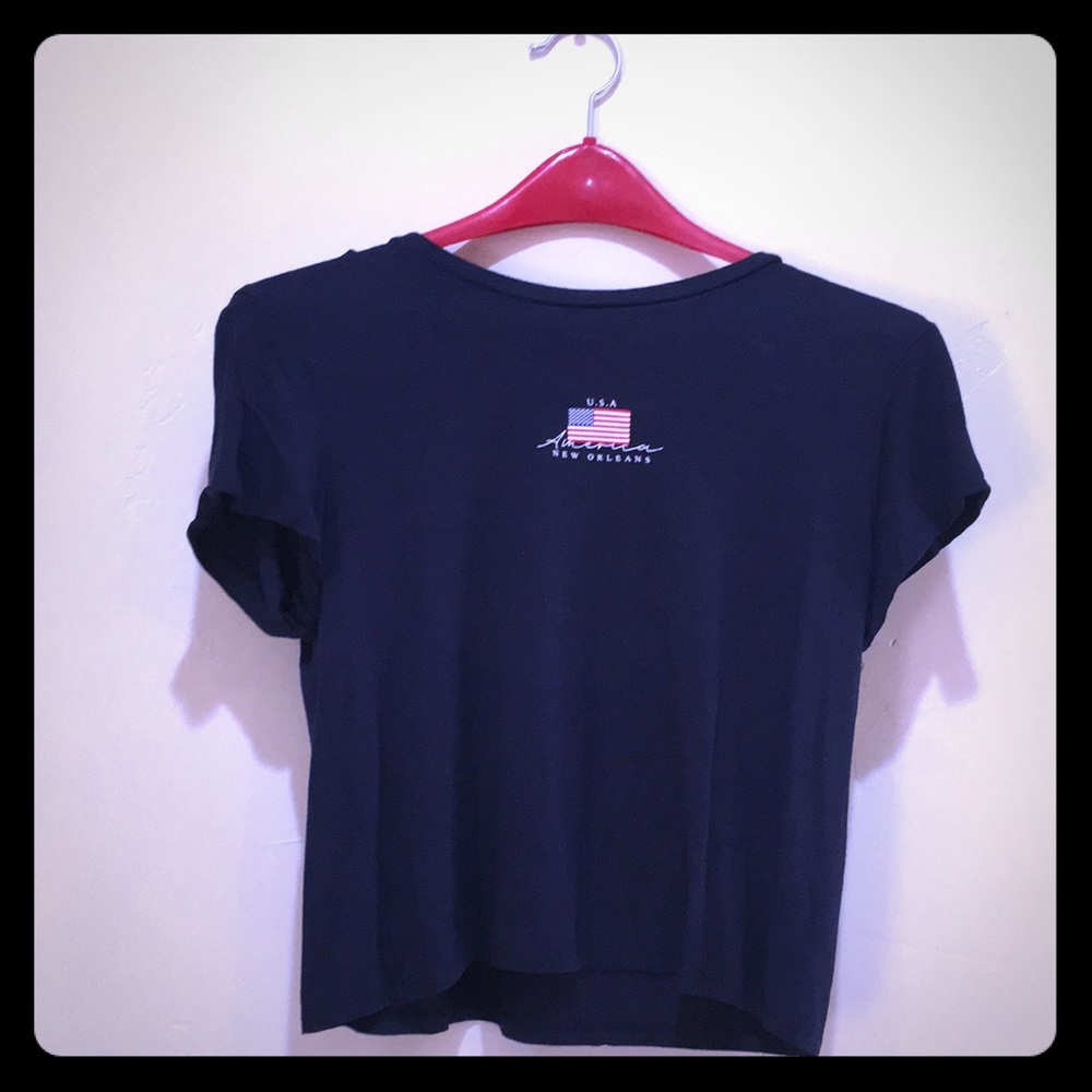 Divided Navy Blue Crop Top America New Orleans